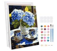 TLIOBLO Purple Hydrangea Flowers Framed Paint by Numbers Kits for Adults Kids Ages 8-12, Paint by Numbers Tea with All Accessories, DIY Painting on Canvas for Home Decor Gifts 8x12in