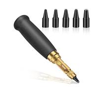 TLKKUE Adjustable Screw Hole Punch Automatic Hole Punch Tool with Black Wooden Handle Bookbinding Tool Leather Hole Punch with 6 Tips Size 1.5mm/2mm/2.5mm/3mm/3.5mm/4mm