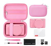TLKOA Carrying Case for Sony ZV-1 Digital Camera | Hard Carrying Case + Soft Silicone Protective Case. with Removable Lens Cover, Screen Protector, Wrist Strap, Pink