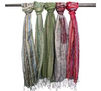 TLL World Indian Boho Cotton Scarf - Handmade Scarves in Vibrant Assorted Colours - Exotic & Elegant Bohemian Fashion Accessory