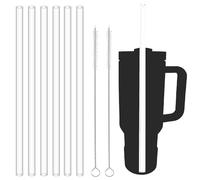 TLLTKOK Replacement Straw for Stanley 40 oz 30 oz Cup Tumbler, 6 Pack 12 inch Extra Long Reusable PETG Clear Straws with 2 Cleaning Brush for Stanley Adventure Quencher Travel Tumbler