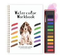 TLM WaterColor Workbook - Beginner-Friendly Water Coloring Workbooks with 12 Colors Water Coloring Paint Set with Brush(Dog)