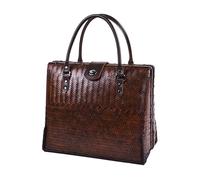 TLMDXTEU Beach Woven Bag Men's Handmade Retro Bamboo Woven Business Bag Holidays and Shopping