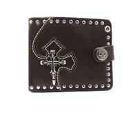 TLMDXTEU Mens Wallet with Chain Men's Leather Wallet Demon Skull Punk Rock Short Chain(Coffee)