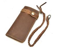 TLMDXTEU Mens Wallet with Chain Men's Wallet Leather Double Folding with Chain(Brown)
