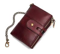 TLMDXTEU Mens Wallet with Chain Men's Wallet Leather Soft Durable Mini with Chain(Red)