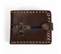 TLMDXTEU Mens Wallet with Chain Men's Wallet Retro Personality Skull Zero(Coffee)