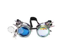 TLMDXTEU Steampunk Goggles Steampunk Goggles Two Color Lens Glasses With Blue Lenses As Accessories Round Vintage Goth Cosplay(Noir)