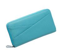 TLMDXTEU Wallet for Women Leather Long Women's Large Capacity RFID Head Layer Cowhide Organ Card Bag Ladies Long Purse(Blue)