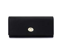 TLMDXTEU Wallet for Women Lychee Patterned Women's Wallet Classic Buckle Atmospheric Ladies Long Purse(Noir)