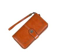 TLMDXTEU Wallet for Women RFID Anti-Theft Brush Women's Wallet Long Zipper Ladies Long Purse(Brown)