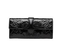 TLMDXTEU Women's Long Wallet Floral Leather Wallet Women's Long Purse Large Capacity(Noir)