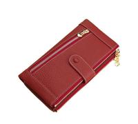 TLMDXTEU Women's Long Wallet Leather Ladies Wallet Purse Zip Bag Mobile Phone Clutch Card Large Capacity(Red)