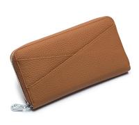 TLMDXTEU Women's Long Wallet Leather Long Wallet Women Organ Card Bag Clutch Large Capacity(Brown)