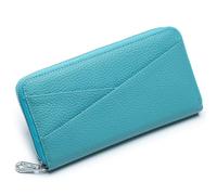 TLMDXTEU Women's Long Wallet Leather Long Wallet Women Organ Card Bag Clutch Large Capacity(Light Blue)