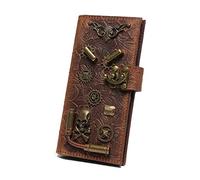 TLMDXTEU Women's Long Wallet Punk Head Cowhide Women's Wallet Niche Design Long Phone Clutch Large Capacity