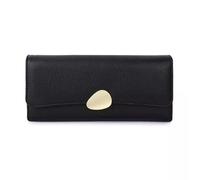 TLMDXTEU Women's Long Wallet Simple Leather Long Wallet Women Folding Clutch Bag Coin Purse Large Capacity(Noir)