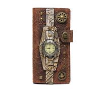 TLMDXTEU Women's Long Wallet Steampunk Women's Long Wallet Leather Vintage Style Clutch Purse Large Capacity