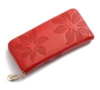 TLMDXTEU Women's Long Wallet Women's Leather Wallet Long Clutch Large Capacity(Red)