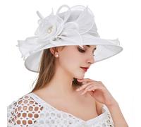TLMNU Organza Fascinator Hat - Women's Wide Brim Church Bridal Tea Party Wedding Hat