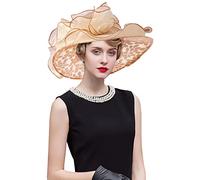 TLMNU Organza Fascinator Hat - Women's Wide Brim Church Bridal Tea Party Wedding Hat