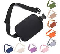 Tlmody Fanny Pack Waist Pack Crossbody Bags for Women, Black, One Size, Everywhere Belt Bag with 3 Pockets, Waterproof Nylon, Adjustable Shoulder Straps, 8 x 2 x 5.5 inches