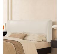 TLMQYXZE Bed Headboard Cover Waterproof Pu Leather Black All-inclusive Elastic Headboard Protection Cover For King Double Full Headboard Protector(Beige White,200-220cm)