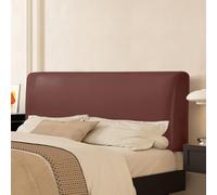 TLMQYXZE Bed Headboard Cover Waterproof Pu Leather Black All-inclusive Elastic Headboard Protection Cover For King Double Full Headboard Protector(Curry,200-220cm)