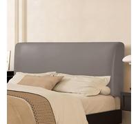 TLMQYXZE Bed Headboard Cover Waterproof Pu Leather Black All-inclusive Elastic Headboard Protection Cover For King Double Full Headboard Protector(Taupe,200-220cm)