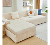 TLMQYXZE Sofa Slipcover For Corner L Shape,Sofa Cover 3 2 4 1 Seater,2025 New Non-Slip Sofa Seat Cushion With Elastic Straps,Universal Protector Kids/Dogs/Pets(Beige,145CM-185CM)