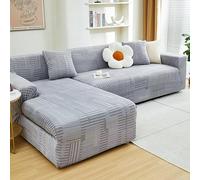 TLMQYXZE Sofa Slipcover For Corner L Shape,Sofa Cover 3 2 4 1 Seater,2025 New Non-Slip Sofa Seat Cushion With Elastic Straps,Universal Protector Kids/Dogs/Pets(Grey,90CM-140CM)