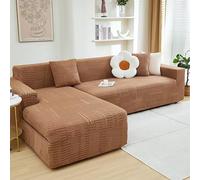 TLMQYXZE Sofa Slipcover For Corner L Shape,Sofa Cover 3 2 4 1 Seater,2025 New Non-Slip Sofa Seat Cushion With Elastic Straps,Universal Protector Kids/Dogs/Pets(Brown,190CM-230CM)