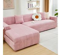 TLMQYXZE Sofa Slipcover For Corner L Shape,Sofa Cover 3 2 4 1 Seater,2025 New Non-Slip Sofa Seat Cushion With Elastic Straps,Universal Protector Kids/Dogs/Pets(Pink,90CM-140CM)