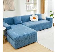 TLMQYXZE Sofa Slipcover For Corner L Shape,Sofa Cover 3 2 4 1 Seater,2025 New Non-Slip Sofa Seat Cushion With Elastic Straps,Universal Protector Kids/Dogs/Pets(Blue,235CM-300CM)
