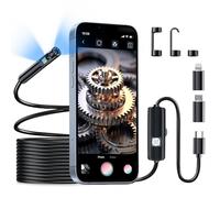 TLMUSE Endoscope Camera with Light, 1920P Dual Lens Inspection Camera, 8+1 LED Light, IP67 Waterproof, Black, USB/Lighting, For Android, iPhone, iPad (16.5FT)