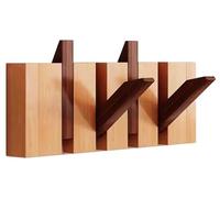 Tlongxia Paint Wood Wall Mounted Coat RackHooks Piano Key Hangers Natural Solid Wood Hanger Non-Woven Fabric Clothes Hangers for Closet, Kitchen, Bedroom, Bathroom, Entryway (Walnut-Beech, 4Hooks)