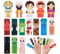 Tlswshsy 45 Pcs Passover Felt Finger Puppets, Pesach 10 Plagues Hand Puppet, Passover Mini Characters Puppets for Jewish Holiday Learning Storytelling Activities Celebration Party Supplies
