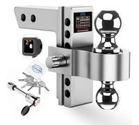 Tlvuvmo Adjustable Trailer Hitch - 6 Inch Drop/Rise Hitch Ball Mount for 2 Inch Receiver, 12,500 GTW, 2" and 2-5/16" Stainless Steel Tow Balls, Aluminum Tow Hitch with Double Anti-Theft Pins Locks