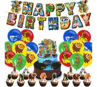 TLXNN Brainrot Animal Birthday Party Decorations - Tung Tung Tung Sahur Happy Birthday Decoration Banner Cake Topper Balloon for Girls Boys Anime Theme Party Supplie