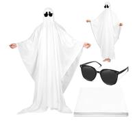 TLY 1 Set Ghost Halloween Costume White Ghost Sheet with Black Sunglasses Spooky Halloween Costume Accessories for Adults Unisex