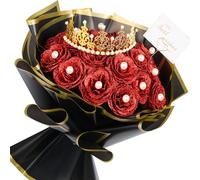 TLY Glitter Roses Bouquet Red Roses Artificial Flowers with Flower Wrapping Paper Crowns Cards for Valentine's Day Birthday Anniversary Engagement Wedding Back to School(36, Red)