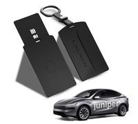 Tlyard Silicone Key Card Holder Case Compatible with Tesla Model Y Juniper 2025, Key Protector Cover Accessories Including Key Chain, Black