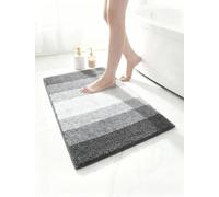 TLYITU Microfiber Bath Mat 50 x 80 cm, Non-Slip Absorbent Bathroom Floor Mat, Extra Soft Thick Bath Rug with TPR Backing, Quick Dry, Machine Washable, Non-Shedding, Grey
