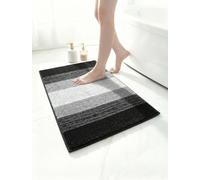TLYITU Microfiber Bath Mat 50 x 80 cm, Non-Slip Absorbent Bathroom Floor Mat, Extra Soft Thick Bath Rug with TPR Backing, Quick Dry, Machine Washable, Non-Shedding, Black