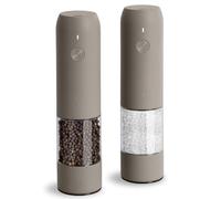 TLYSXPRO Electric Salt and Pepper Grinder Set, USB Rechargeable, Automatic Salt and Pepper Mill Grinder with Adjustable Coarseness, Electric Salt Shakers, LED Light, Refillable (2 Packs, Greige)