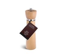 TLYSXPRO Wooden Pepper Grinder, Refillable Pepper Mill with Adjustable Upgraded Large Size Ceramic Burr, Manual Salt Grinder, 8.3” Tall (Beech)