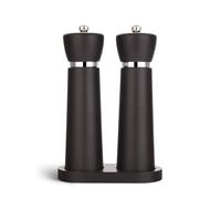 TLYSXPRO Wooden Salt and Pepper Grinder Set - Refillable Salt and Pepper Mill with Adjustable Upgraded Large Size Ceramic Burr - Manual Pepper Grinder with Beech Wood Body - 8.3” Tall (Chocolate Wood)