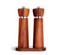 TLYSXPRO Wooden Salt and Pepper Grinder Set - Refillable Salt and Pepper Mill with Adjustable Upgraded Large Size Ceramic Burr - Manual Pepper Grinder with Acacia Wood Body - 8.3” Tall