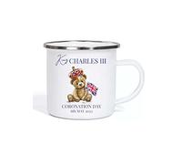 TM THREADS Coronation King Charles III Metal Mug, Union Jack Teddy & Flag, Keepsake 6th May 2023 Souvenir, Memorabilia Mug HRH Souvenir