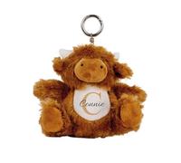 TM THREADS Personalised Highland Cow Plush Keyring, Custom Initial and Name, Cute Animal Bag Charm